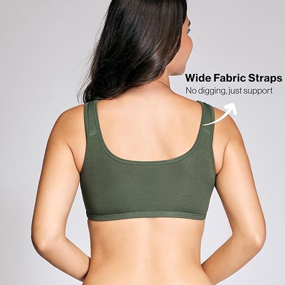 NYKD Everyday Wireless & Non-Padded Support Shaper Sports Bra for Women Soft Cup, Full Coverage, Easy Slip-On – NYB113